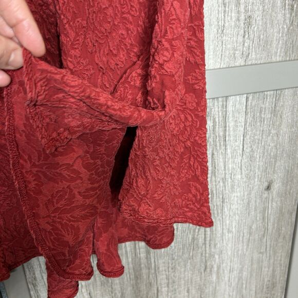 Uru Silk Top Tunic Artsy Boho A Line Burnt Red Color - Picture 6 of 6